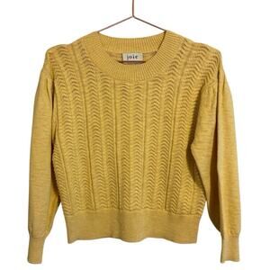 Joie Women's Yellow Sweater Open Knit Lightweight 100% Cotton Size Small